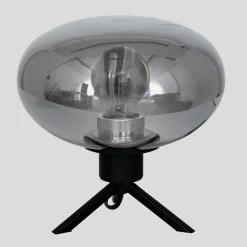 Stilvolle Tischlampe Metall Glas in Rauchgrau E27 22 cm