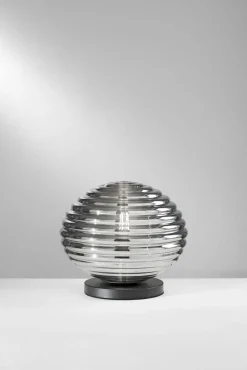 Stilvolle Tischlampe Rauchglas 28 cm E27 dekorativ