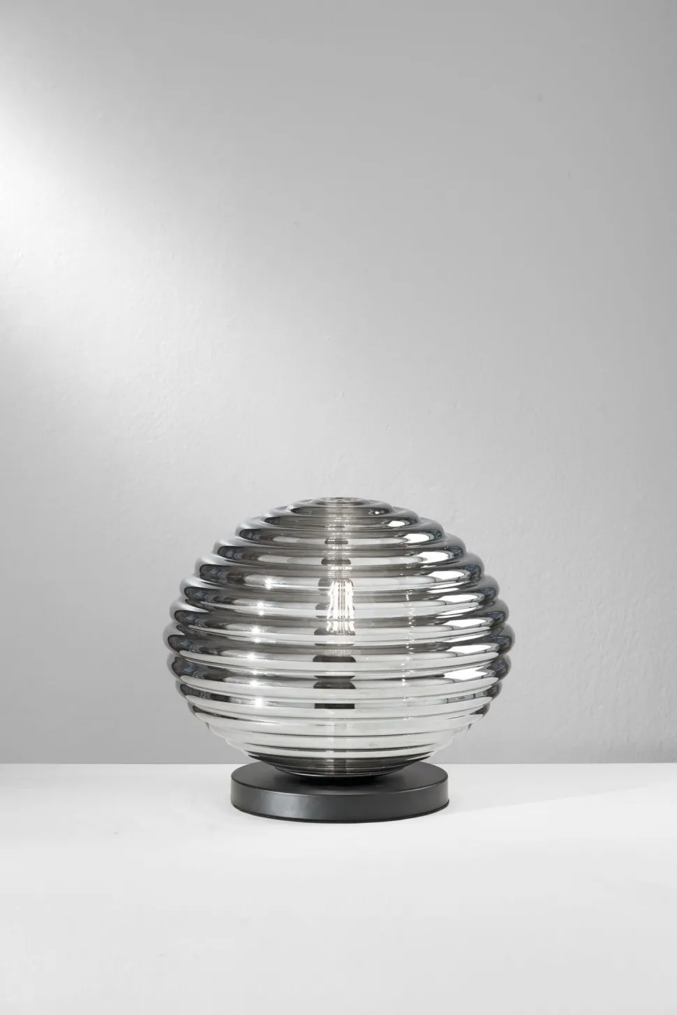 Stilvolle Tischlampe Rauchglas 28 cm E27 dekorativ