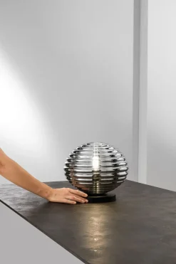 Stilvolle Tischlampe Rauchglas 28 cm E27 dekorativ