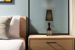 Stilvolle Tischleuchte Stoffschirm Glas E27 67 cm hoch