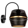 Stilvolle Wandleuchte Metall Schwarz Gold H:25 cm E27