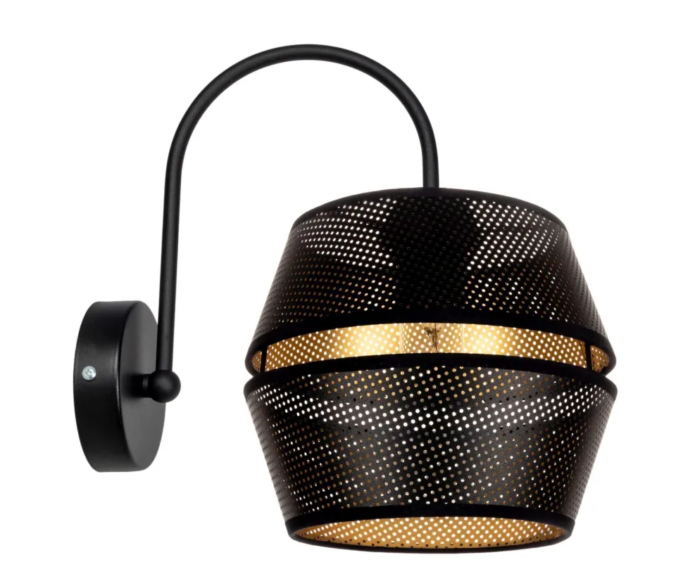 Stilvolle Wandleuchte Metall Schwarz Gold H:25 cm E27