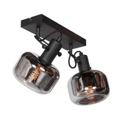 Stilvoller Deckenstrahler Schwarz Rauchgrau E27 L:40 cm