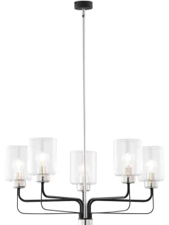 Stilvoller Kronleuchter Glas Metall E27 5-flammig