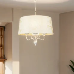Stoff Hängeleuchte mit Barock Motiv GANARA Lampe