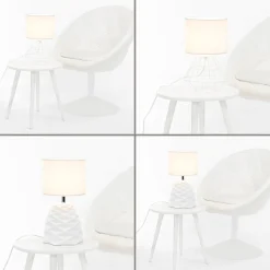 Stoff Lampenschirm Weiß für Tischlampe Ø20cm BAHATI