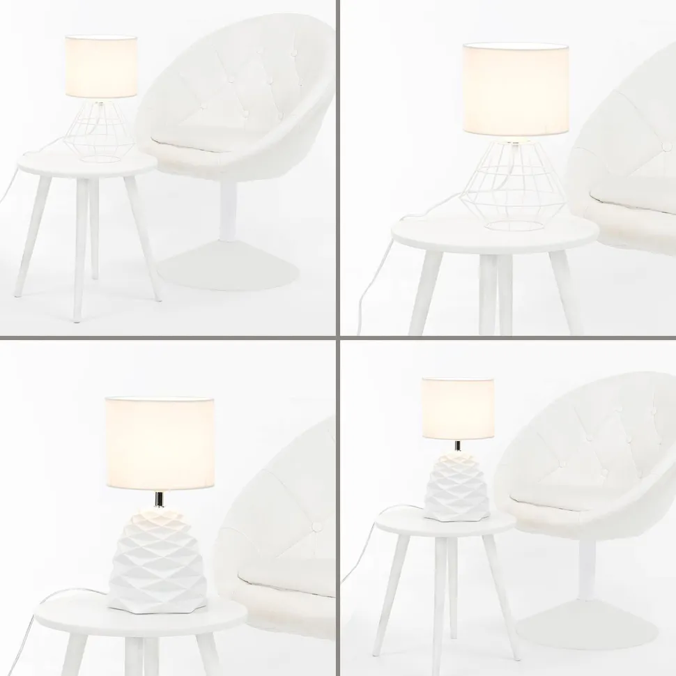 Stoff Lampenschirm Weiß für Tischlampe Ø20cm BAHATI