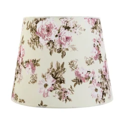Stoff Lampenschirm Weiß Rosa E27 Pendelleuchte