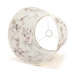 Stoff Lampenschirm Weiß Rosa E27 Pendelleuchte