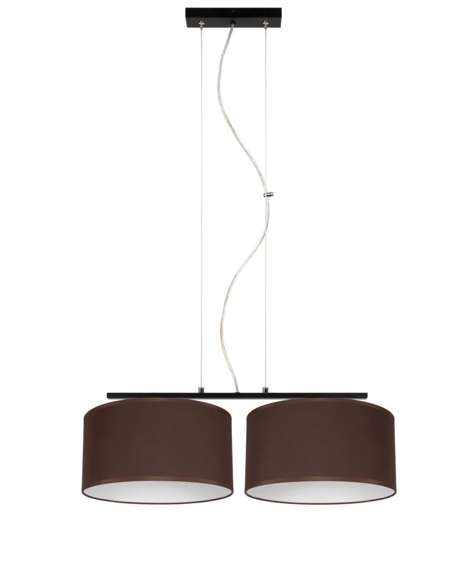 Stoff Pendelleuchte blendarm Braun Weiß E27 70 cm lang