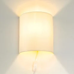 Stoff Wandleuchte mit Kabel Schalter Creme ALICE