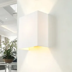 Stoff Wandleuchte Weiß eckig Loft Modern E27 ALICE