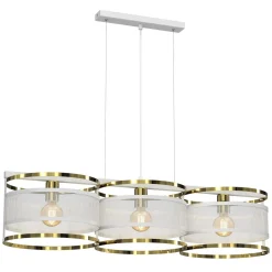 Stylische Hängelampe Metall Weiß Gold 92 cm lang Loft