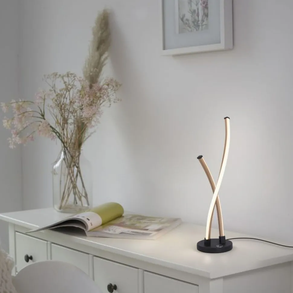 Stylische LED Tischlampe Schwarz Gold dimmbar mit Touch