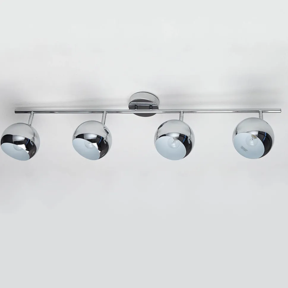 Stylischer Deckenstrahler Chrom Retro lang E14