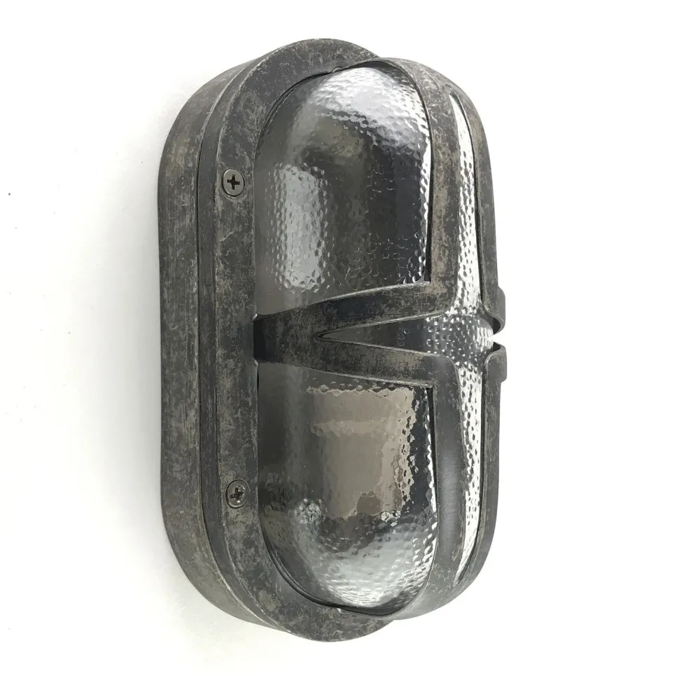 Terrassenlampe Messing Glas E27 IP64 B: 23 cm in Nickel matt