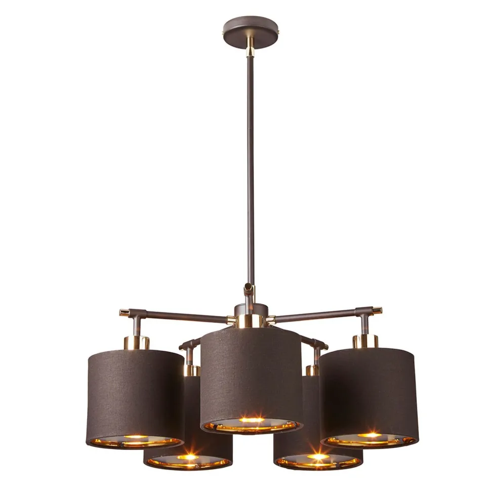 Textil Deckenleuchte verstellbar Braun Gold Esstisch