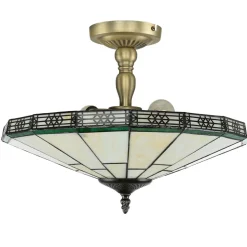 Tiffanylampe Decke Grün Weiß elegant