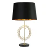 Tischlampe 56 cm D: 35 cm E27 in Gold Schwarz rund