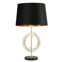 Tischlampe 56 cm D: 35 cm E27 in Gold Schwarz rund