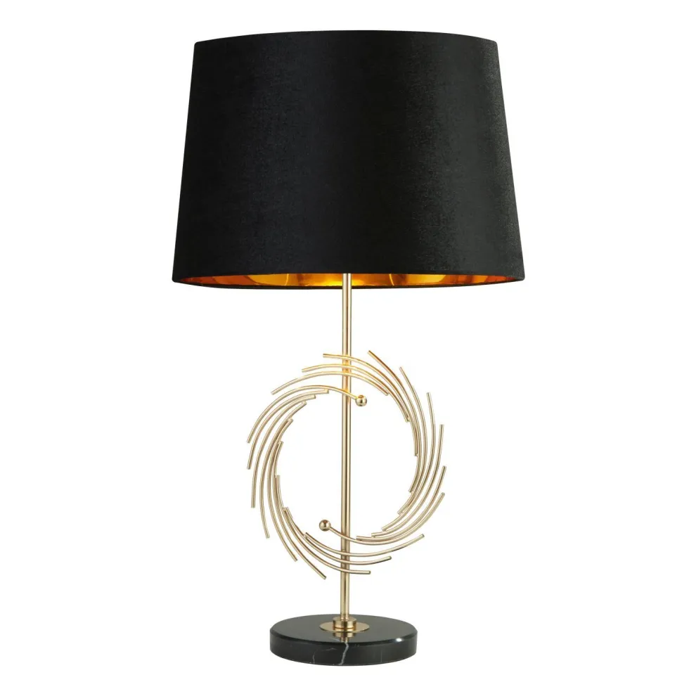 Tischlampe 56 cm D: 35 cm E27 in Gold Schwarz rund