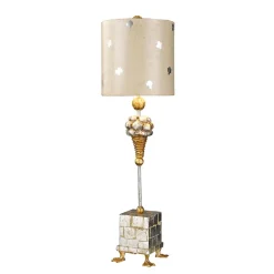 Tischlampe AMIN Blattsilber 102cm Ø23cm Bodenlampe