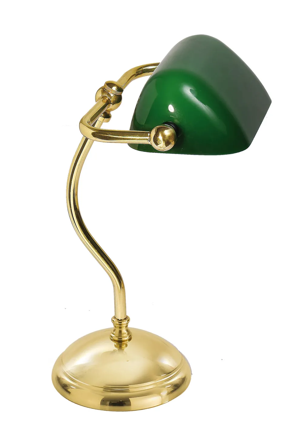 Tischlampe aus Messing Poliert Glasschirm Art Déco