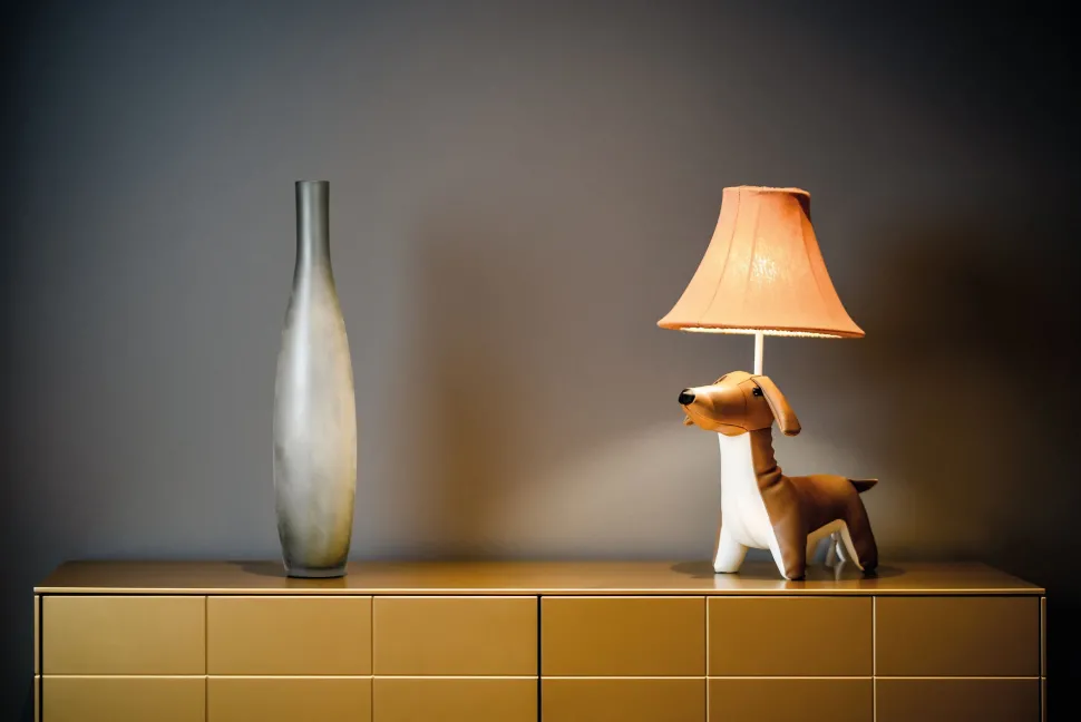 Tischlampe Braun Hund 48 cm Kinderzimmer Wohnzimmer