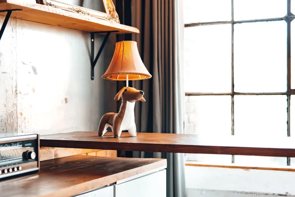 Tischlampe Braun Hund 48 cm Kinderzimmer Wohnzimmer