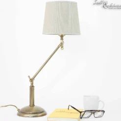 Tischlampe Bronze Hell Stoffschirm Snodo