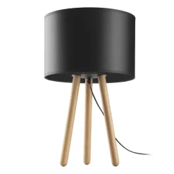 Tischlampe Dreibein 46 cm Skandinavisch Holz Stoff E27