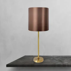 Tischlampe E27 58,5 cm Ø 20 cm in Bronze hell Braun