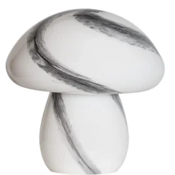 Tischlampe Glas 30 cm hoch Weiß marmoriert E27 Pilz Look