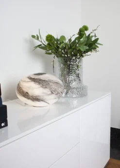 Tischlampe Glas 20 cm hoch Schwarz Grau marmoriert E14