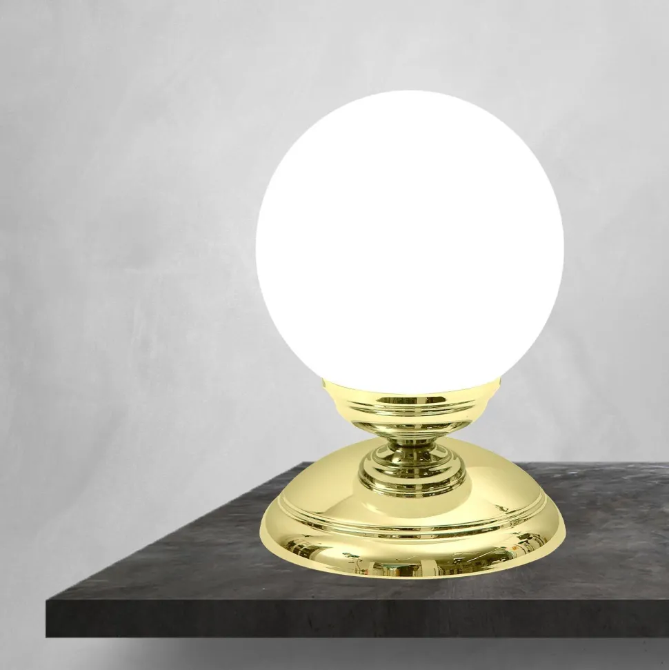 Tischlampe Glas Messing H: 17,5 cm Kugelschirm E14 klein