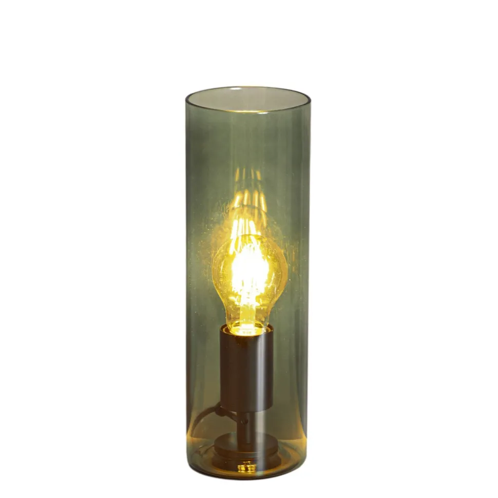 Tischlampe Glas Metall 30 cm hoch Grün E27 Zylinder