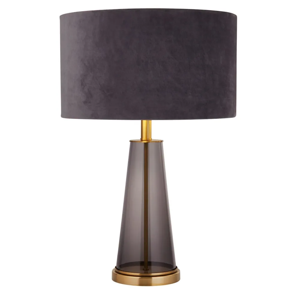 Tischlampe Glas Metall E27 60 cm Ø 38 cm Grau Gold