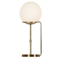 Tischlampe Glas Metall in Messing Antik Weiß E27 50 cm