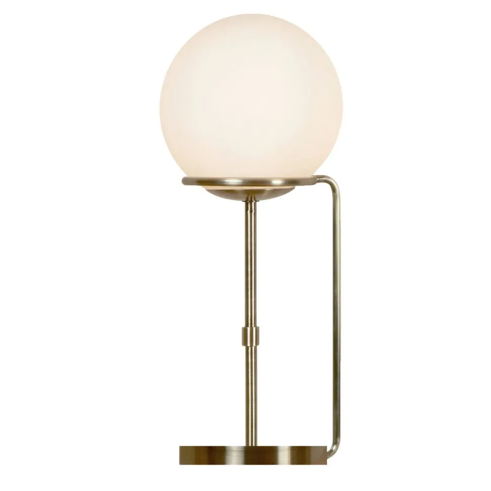 Tischlampe Glas Metall in Messing Antik Weiß E27 50 cm