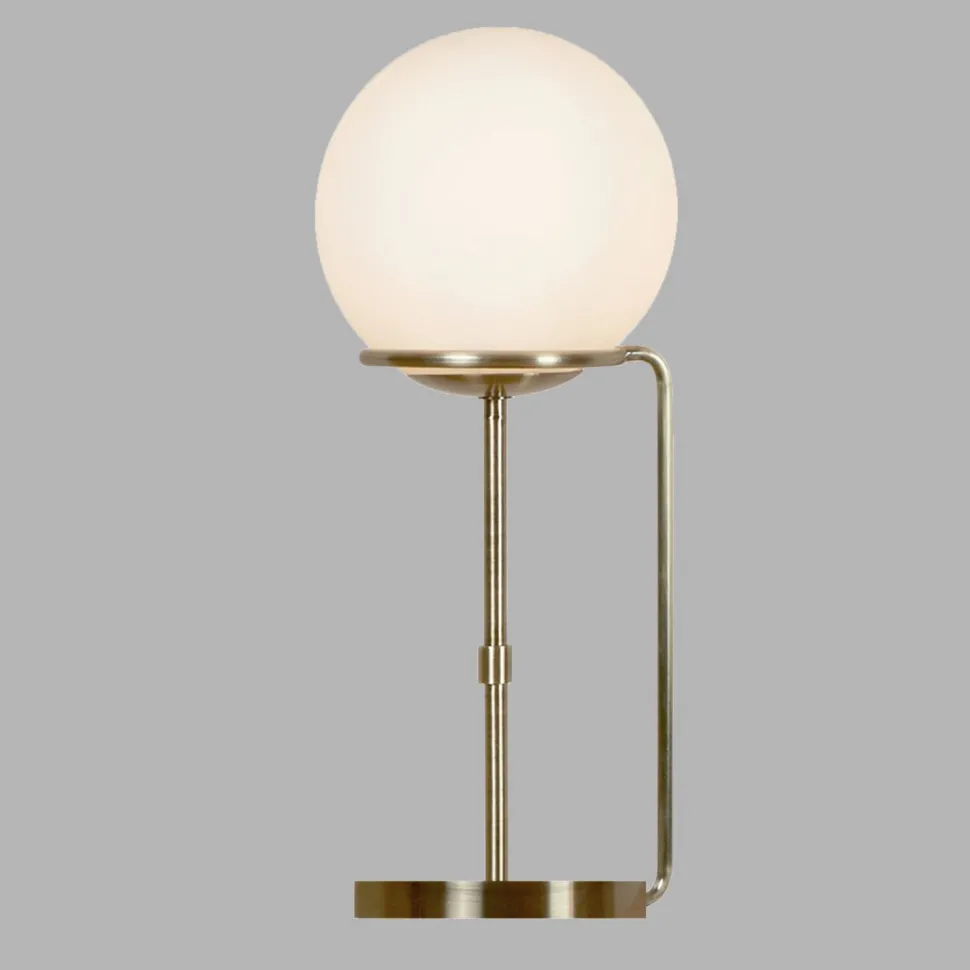 Tischlampe Glas Metall in Messing Antik Weiß E27 50 cm