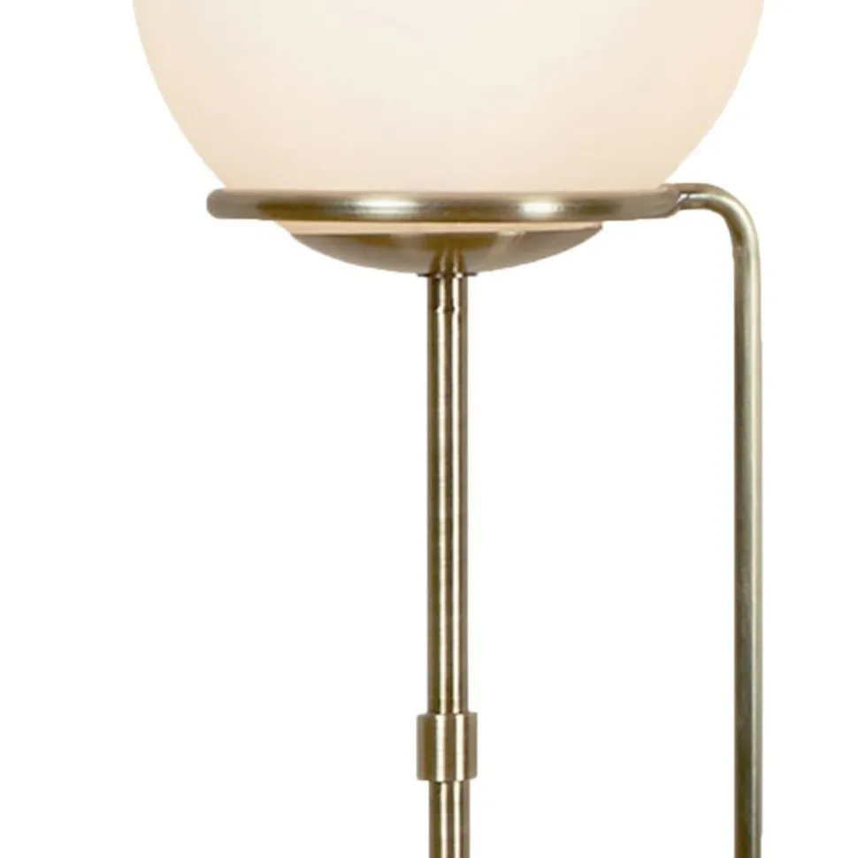 Tischlampe Glas Metall in Messing Antik Weiß E27 50 cm