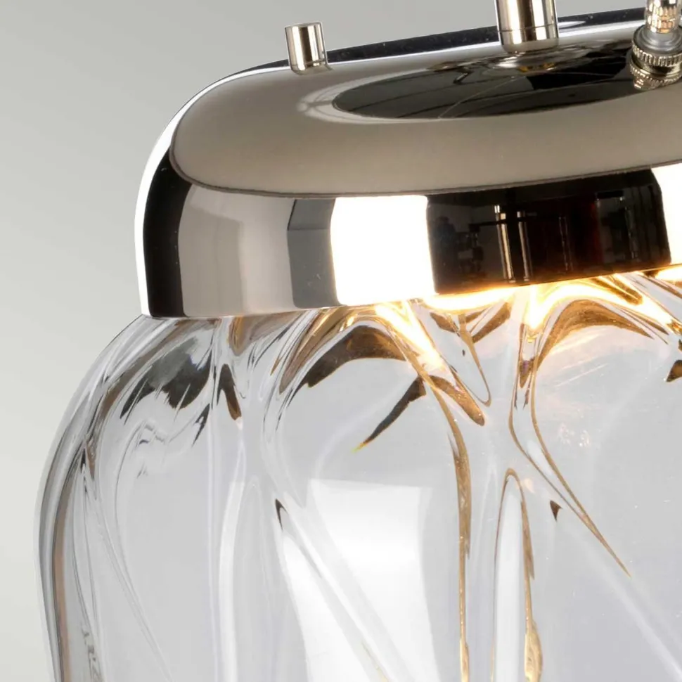 Tischlampe Glas Stoff 67,5 cm beleuchteter Sockel