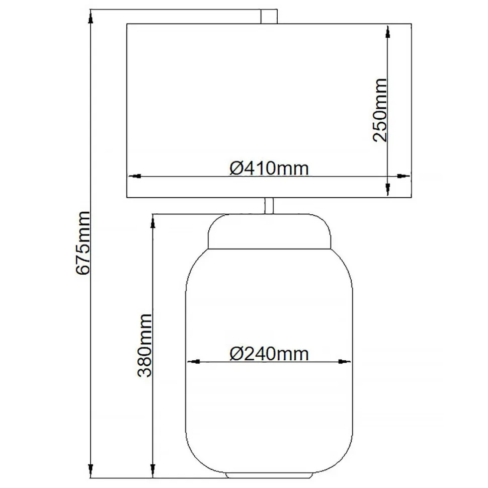 Tischlampe Glas Stoff 67,5 cm beleuchteter Sockel