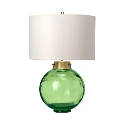 Tischlampe Glas Stoff in Grün Ecru 55,5 cm LUBIELA