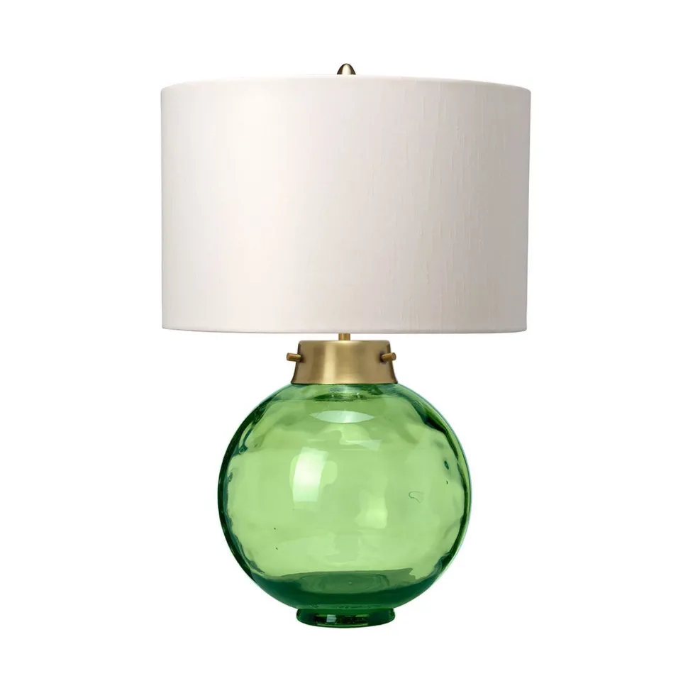 Tischlampe Glas Stoff in Grün Ecru 55,5 cm LUBIELA