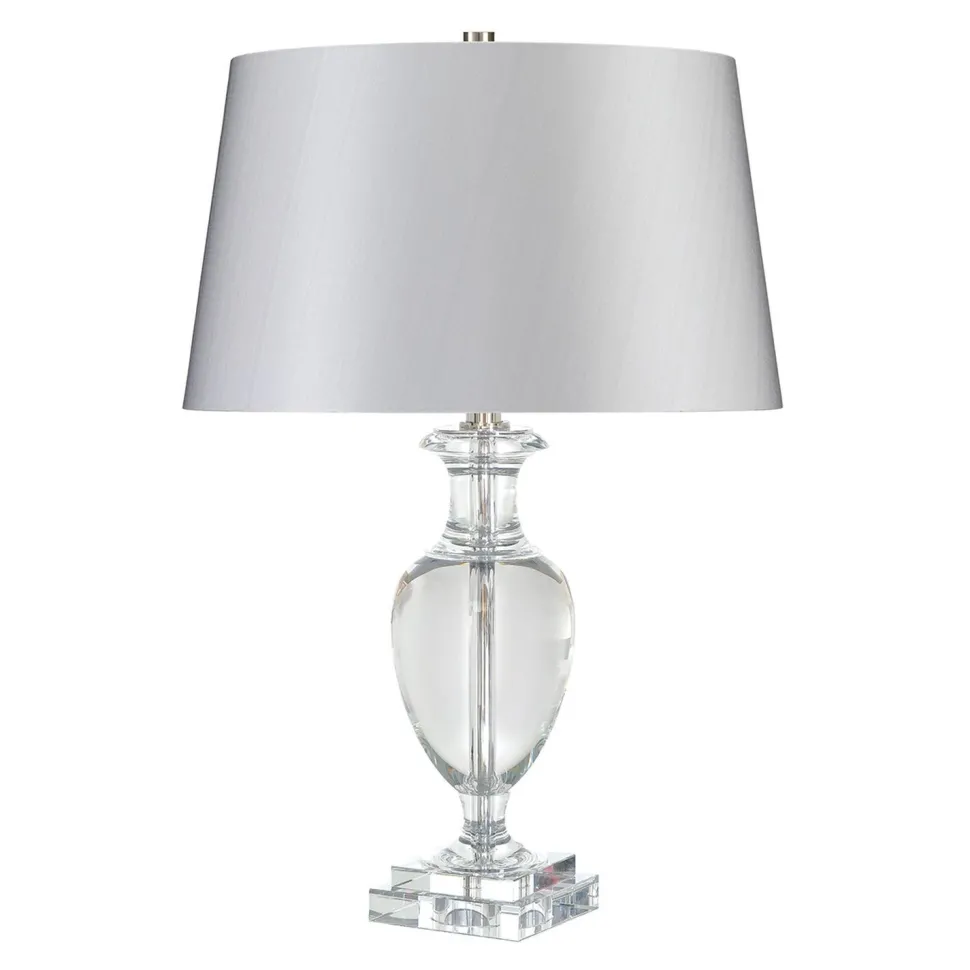 Tischlampe Glas Stoff in Silber 63cm hoch VHASI