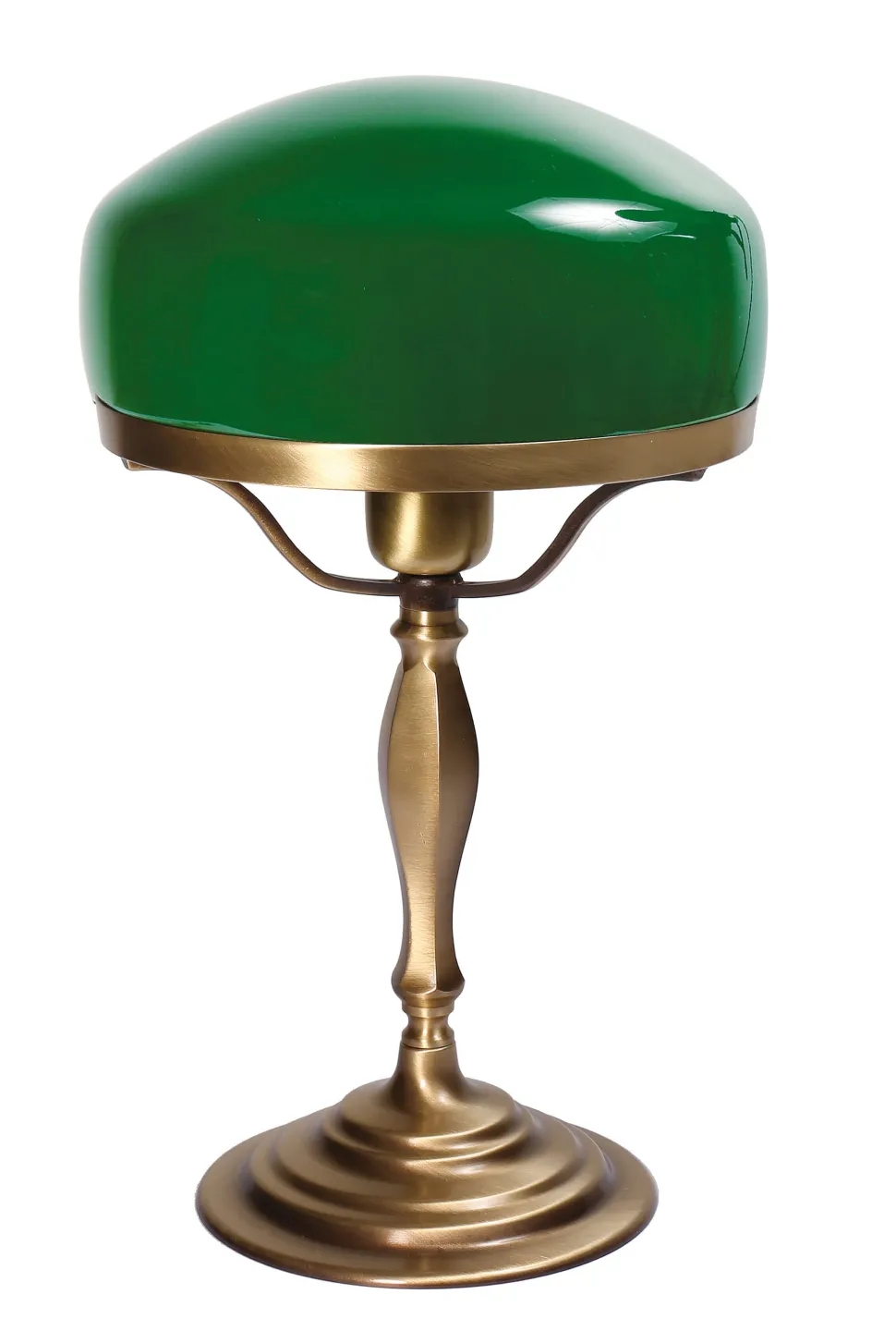 Tischlampe Glasschirm Grün aus Echt-Messing