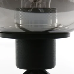 Tischlampe Glasschirm Schwarz Rauchgrau 23 cm elegant