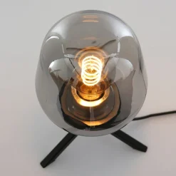 Tischlampe Glasschirm Schwarz Rauchgrau 23 cm elegant